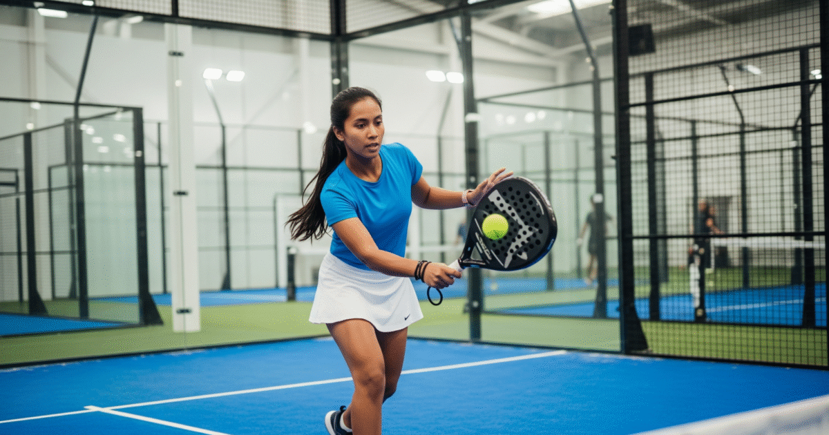 Bermain padel di lapangan padel lokal indonesia