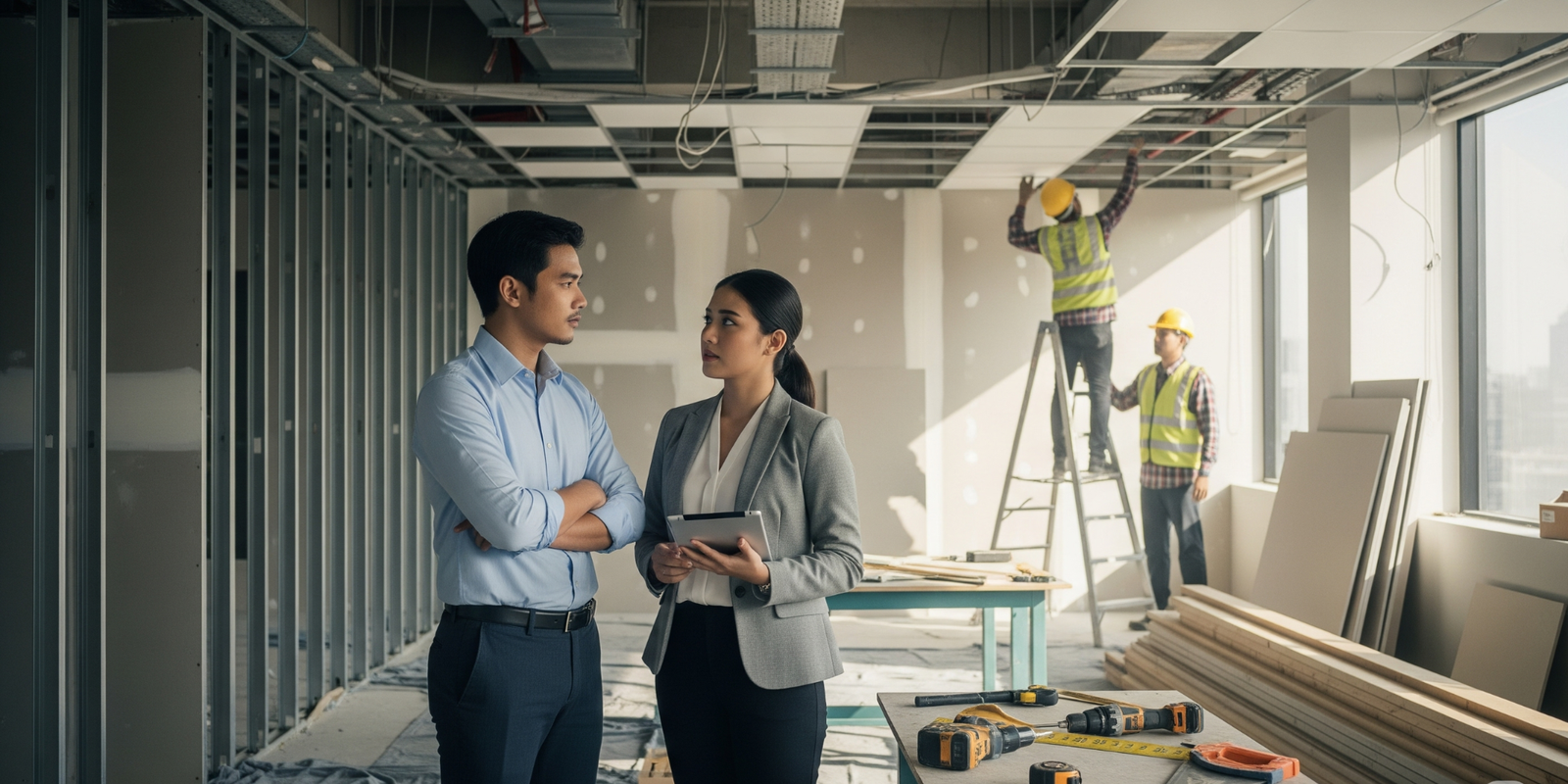 HRGA dan CEO sedang berdiskusi soal renovasi 