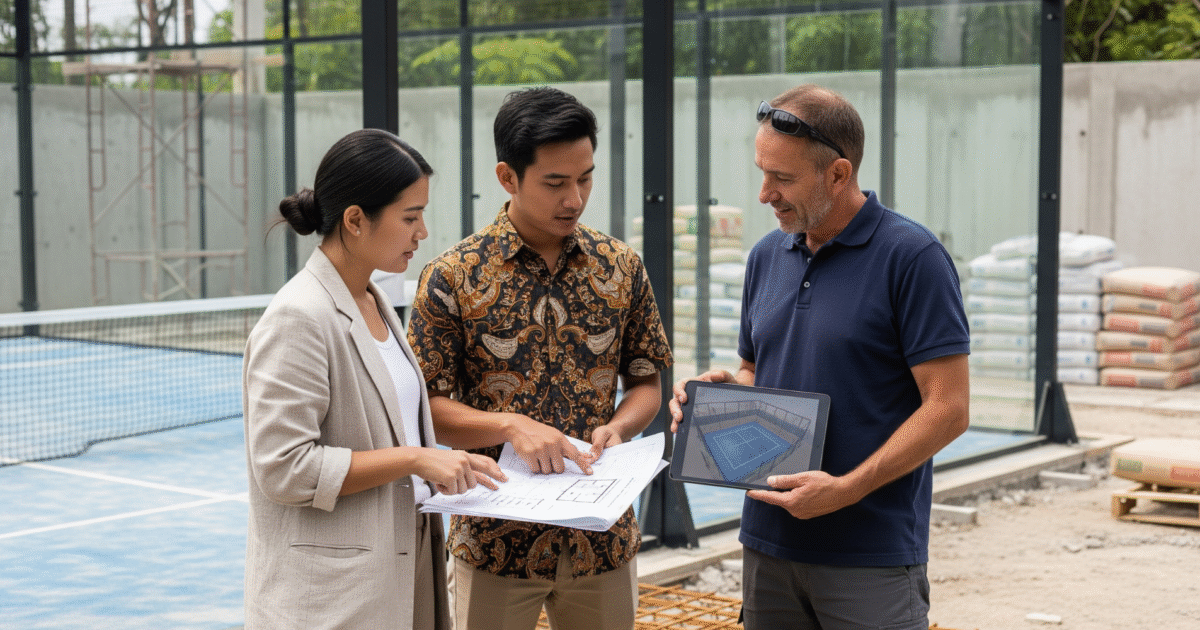 CEO dan juga Kontraktor sedang membuat lapangan padel
