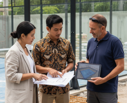 CEO dan juga Kontraktor sedang membuat lapangan padel